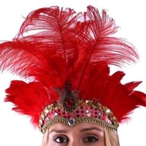 Red Showgirl Burlesque Headdress